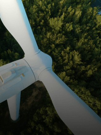 Wind turbine in a field creating energy