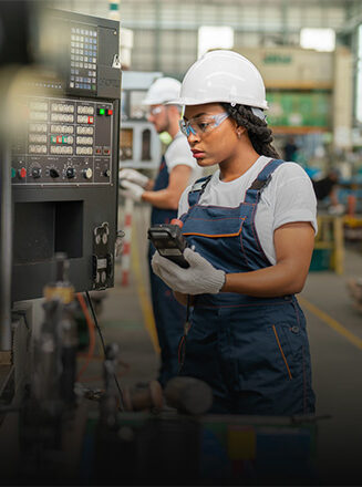 Woman Checking Machine